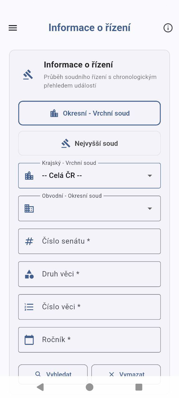 Soudní spisy - výsledky a monitoring