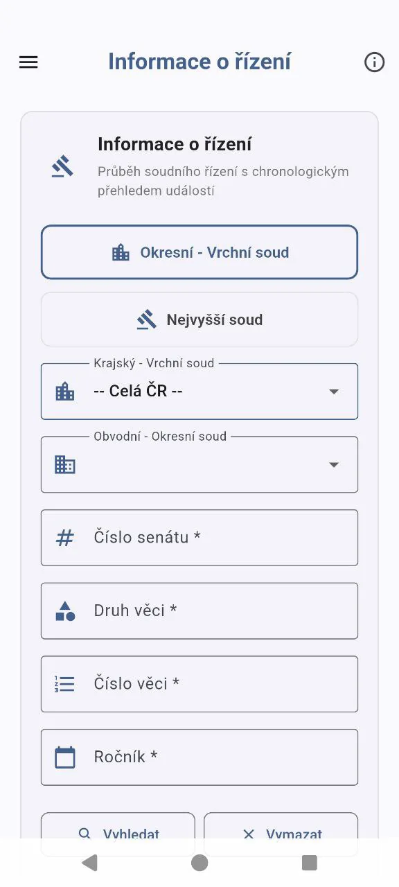 Soudní spisy - výsledky a monitoring